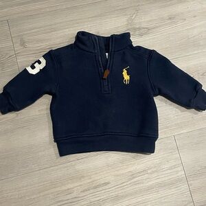 Ralph Lauren Navy Sweatshirt with Yellow Logo for baby